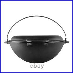 12 L Cast Iron Cauldron Dutch Oven Pot with Lid Frying Pan Camping Kazan Pilaf