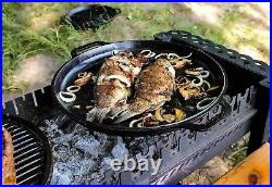 12 L Cast Iron Cauldron Dutch Oven Pot with Lid Frying Pan Camping Kazan Pilaf