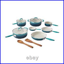12 Pcs Ceramic Cookware Set Saucepan Dutch Oven Non Stick Durable Kitchen Blue