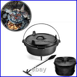 6Qt Cast Iron Camping Dutch Oven with Lid Lifter and Storage Bag Cast Iron Du