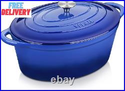 7.5 QT Enameled Oval Dutch Oven Pot with Lid, Cast Iron Dutch Oven with Dual Han