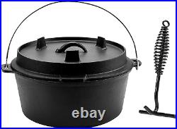 9 Quart Pre-Seasoned Cast Iron Dutch Oven with Lid and Lid Lifter Tool Outdoor D