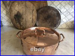 Antique FRENCH COPPER Dutch Oven, early 1900, FAIT TOUS, Professionally Re-Tinned