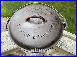 Antique Old Vtg HEAVY Griswold USA Cast Iron No. 9 Tite Top Dutch Oven WithHandle