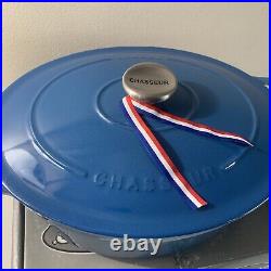 Blue Enameled Cast-Iron Oval Dutch Oven 5.25 Qt Chasseur 29cm Casserole