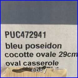 Blue Enameled Cast-Iron Oval Dutch Oven 5.25 Qt Chasseur 29cm Casserole