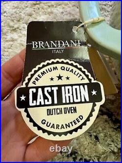 Brandani Italy Cast Iron Dutch Oven 11 Pot 6.3 Quart Light Mint Green New Tags