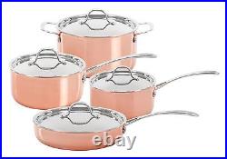CONCORD 8 PC Premium Triply Natural Copper Cookware Set Dutch Oven Frying Pan