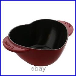 Cast Iron Dutch Oven 1.75-qt Heart Cocotte, Made in France, Serves 1, Black