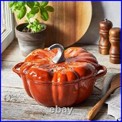 Cast Iron Dutch Oven 3.5-qt Pumpkin Cocotte with Stainless Steel Knob