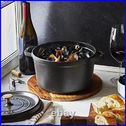 Cast Iron Dutch Oven 5-Qt Tall Cocotte, Made in France, Serves 5-6, Matte Black