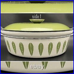 Catherineholm Enamelware Casserole Dutch Oven Avocado Green on White Norway 3qt