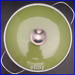 Catherineholm Enamelware Casserole Dutch Oven Avocado Green on White Norway 3qt