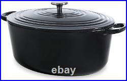 Cookware Bourgogne Enameled Cast Iron 7.9QT Oval Dutch Oven, Jet Black
