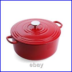 Cookware Bourgogne Enameled Cast Iron 7QT Dutch Oven, Chili Red