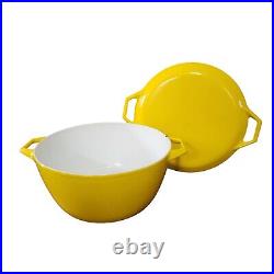 Copco Michael Lax Yellow Dutch Oven D3 with Lid Enamel Coated Cast Iron