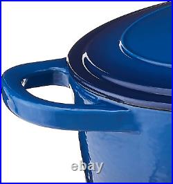 Crock Pot Artisan Enameled Cast Iron 7-Quart Oval Dutch Oven, Sapphire Blue