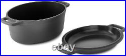 Dash Nonstick Cast Iron Double Dutch Oven Oval Pot 2 in 1 Skillet Lid Black Good