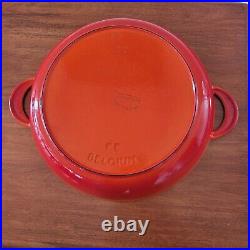 Descoware Red Orange Flame Enamel Brasier With Lid Belgium 12