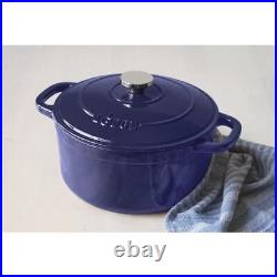 Enameled Cast Iron 5.5 Quart Dutch Oven Cookware Pot, Indigo Blue