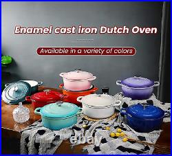 Enameled Cast Iron Covered Dutch Oven with Dual Handle, Dutch Ovens with Lid