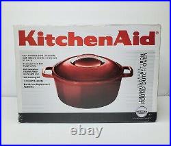Kitchen Aid 3.5 Qt Enameled Cast Iron Covered Round Dutch Oven New