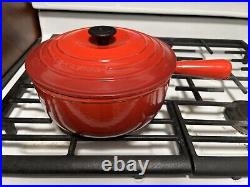 Le Creuset 24 Cerise Fire Red Dutch Oven Saucepan 3 1/2 quart w Lid Vintage Rare