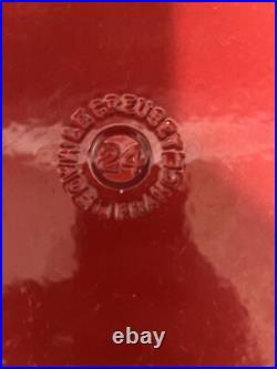 Le Creuset 24 Cerise Fire Red Dutch Oven Saucepan 3 1/2 quart w Lid Vintage Rare