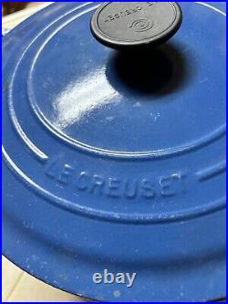 Le Creuset #28 7.25qt Enameled Cast Iron Dutch Oven Blue Made in France