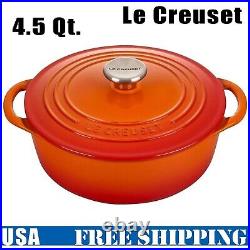 Le Creuset 4.5 qt. Enameled Cast Iron Signature Round Dutch Oven Flame US