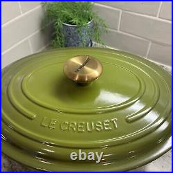 Le Creuset 6.75 Qt. Oval? Dutch Oven Cast Iron Signature New Color-Olive/Gold