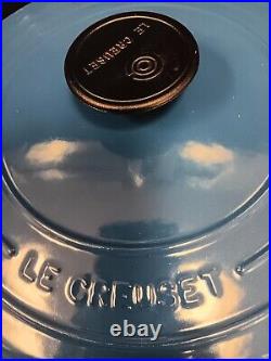 Le Creuset Blue 5.5 Qt #26 Round Dutch Oven Enamel Cast Iron Pot France $490 Nwt