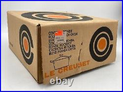 Le Creuset Dutch Oven Cast Iron Flame Orange Rare Model 2501 E 4.5 Quart Retro
