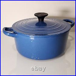 Le Creuset Enameled Cast Iron Dutch Oven #18 Double Handle With Lid Blue France