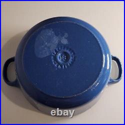 Le Creuset Enameled Cast Iron Dutch Oven #18 Double Handle With Lid Blue France