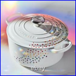 Le Creuset L'Oven Signature Round Dutch Oven 4.5 L White with Hearts rainbow