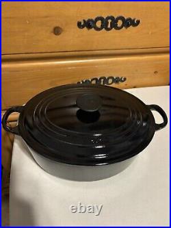 Le Creuset Oval White 5 Qt #29 Dutch Oven Made In France Black Rare