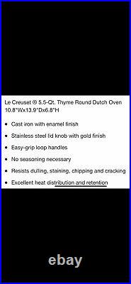 LeCreuset NEW5.5Qt Signature Round Dutch Oven, Thyme Color