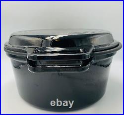 Misen Enameled Cast Iron Dutch Oven 7QT with Grill Pan Silicone Lid Black Cookware