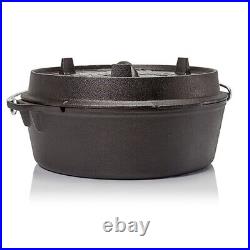 Petromax Cast Iron Dutch Oven for Campfire or Home Kitchen, Flat Base