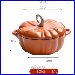 Pumpkin Cast Iron Casserole 3.7-Quart Cocotte Dutch Oven Orange Enameled Lid