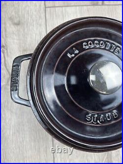Staub Aubergine Cast Iron Round La Cocotte 1.9 Qt-1.8L Dutch Oven 18cm-7.3in