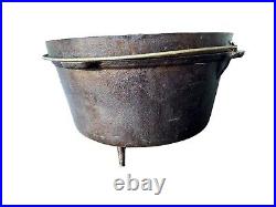 Unbranded 12 Cast Iron Dutch Oven With Lid Round Handle 3 Legged Seasoned