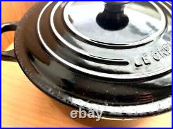 Used Le Creuset 24cm Enameled cast Iron Dutch Oven Black Japan 032