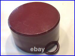VINTAGE Dutch Oven With Lid Burgundy Red Enamel Round Cast Iron 5 Qt French France