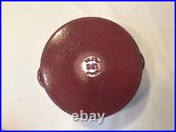 VINTAGE Dutch Oven With Lid Burgundy Red Enamel Round Cast Iron 5 Qt French France