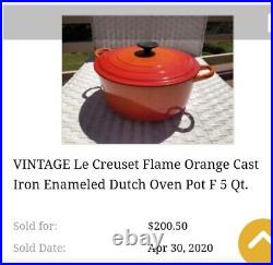 VinTagE LE CREUSET Size F 10.25 Volcanic Orange DuTcH OveN PoT? FRANCE