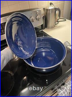 Vintage Fiesta Enamelware Cobalt Blue Large Dutch Oven / Roaster With Lid