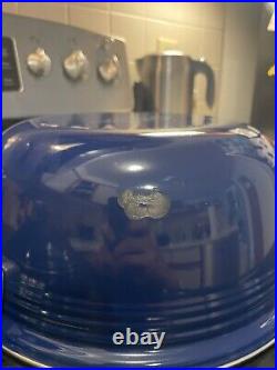 Vintage Fiesta Enamelware Cobalt Blue Large Dutch Oven / Roaster With Lid