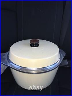 Vintage KF Kitchen Fair 12 Cast Aluminum Stock Pot Dutch Oven Almond Lid